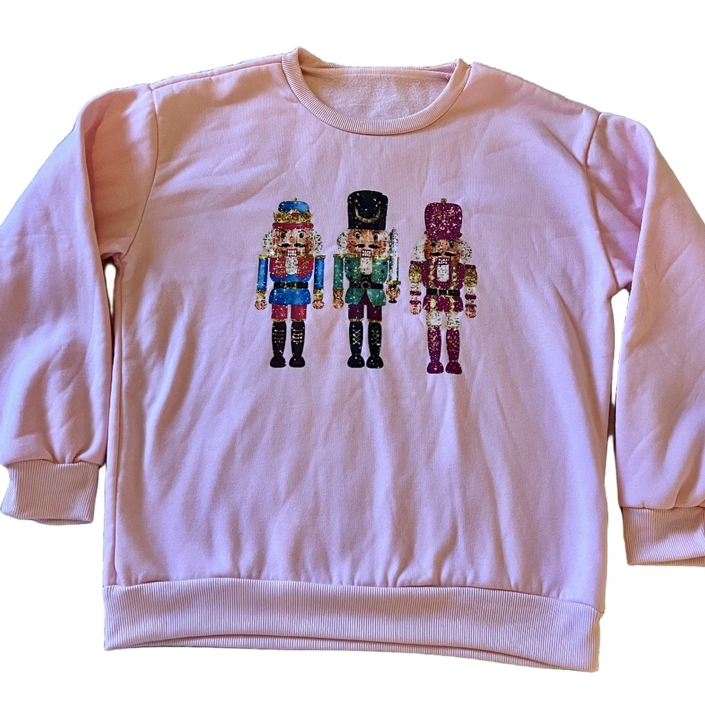 Pink Sweatshirt with Nutcracker Design Womens Medium